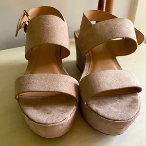 Faux suede wedges